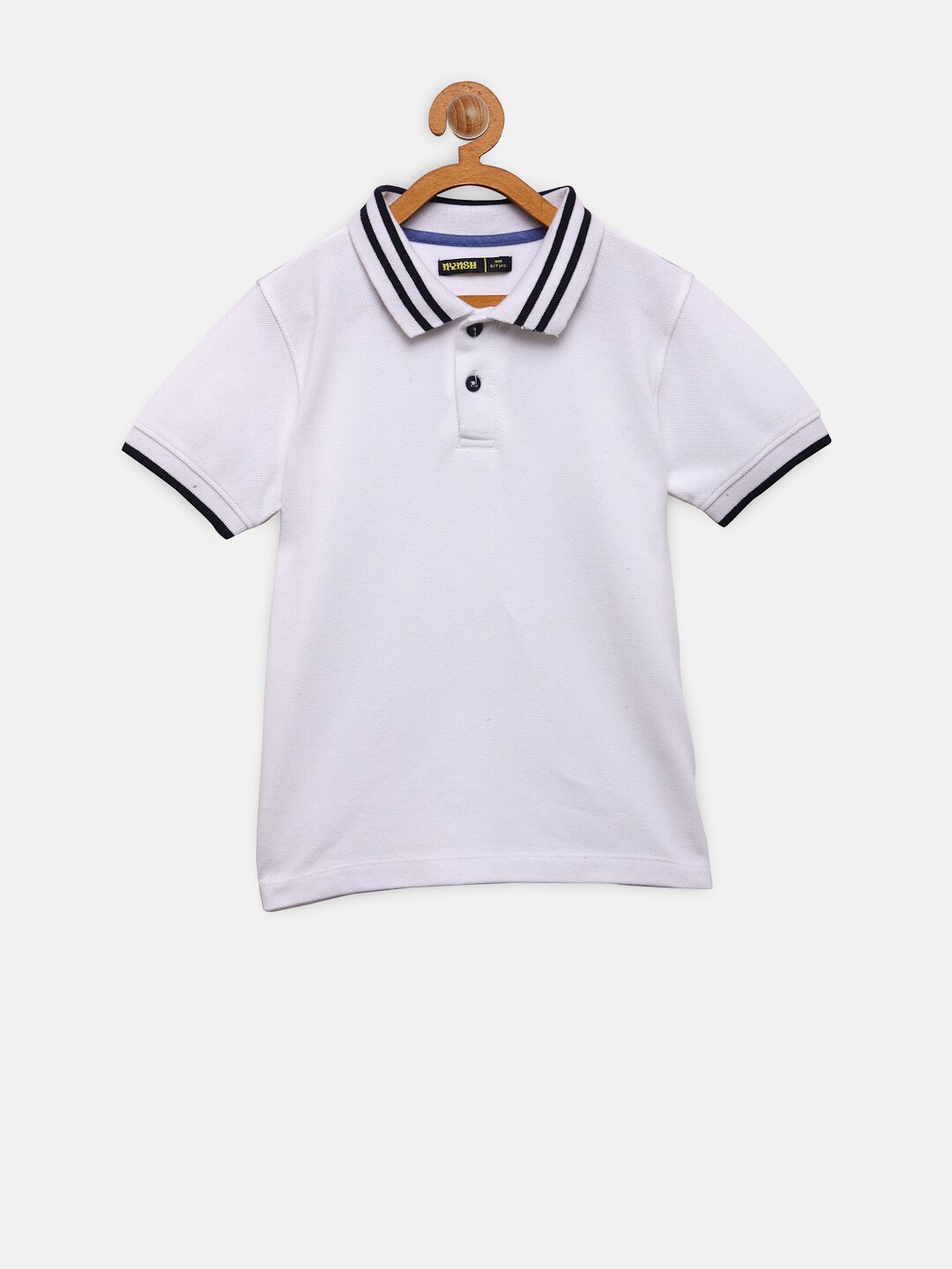 

NYNSH- PlusS Boys Solid White Polo Collar Cotton T-shirt