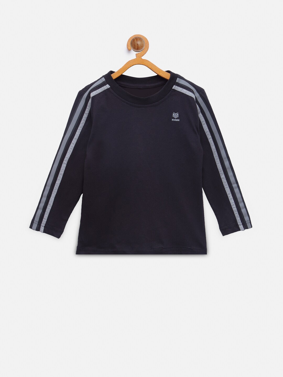

NYNSH- PlusS Kids Boys Black Cotton Full Sleeves T-shirt