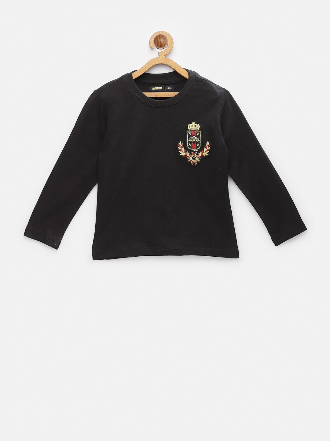 

NYNSH- PlusS Kids Boys Black & Red Solid Round Neck Cotton T-shirt