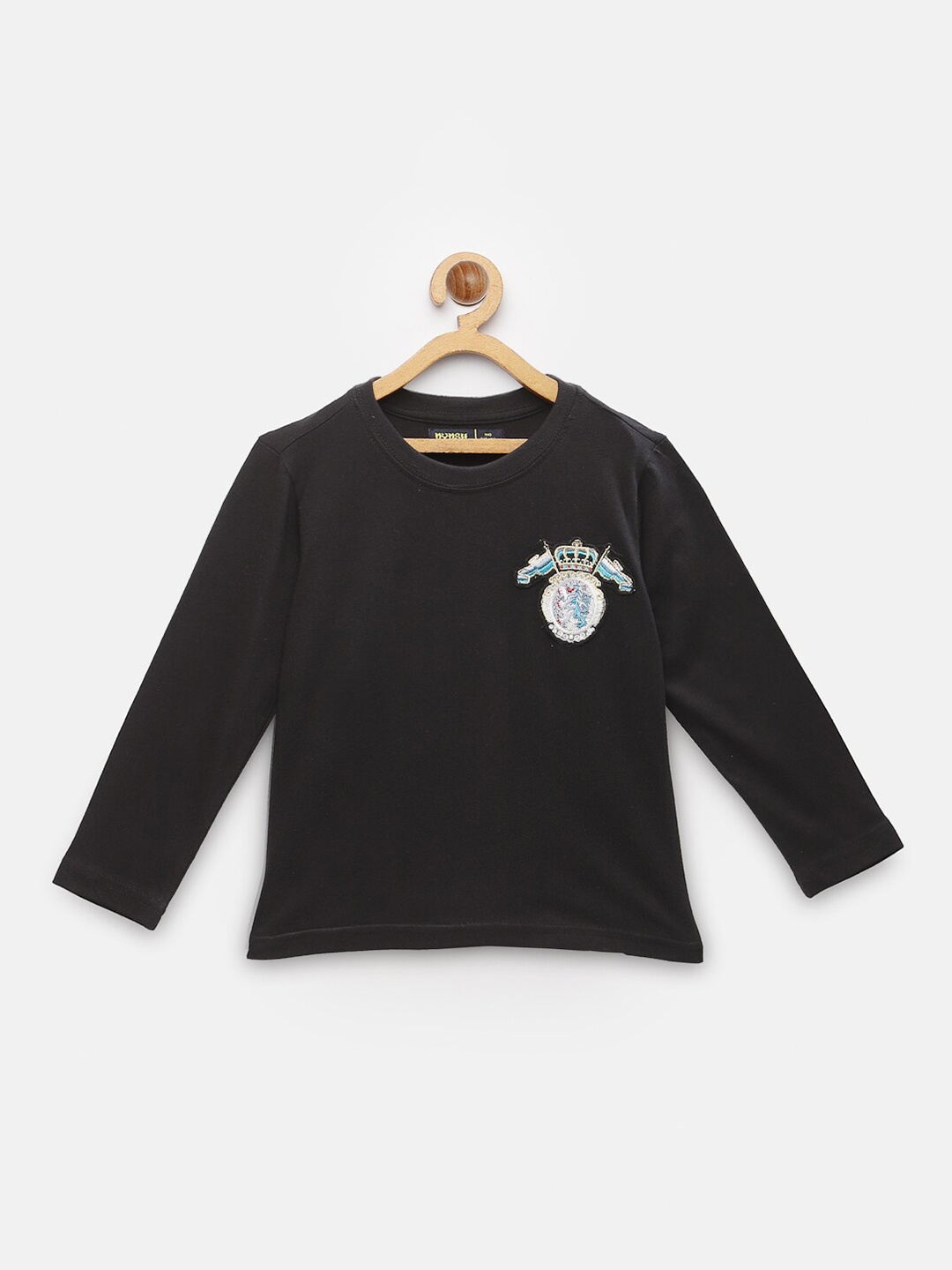 

NYNSH- PlusS Kids Boys Black Solid Pure Cotton T-shirt