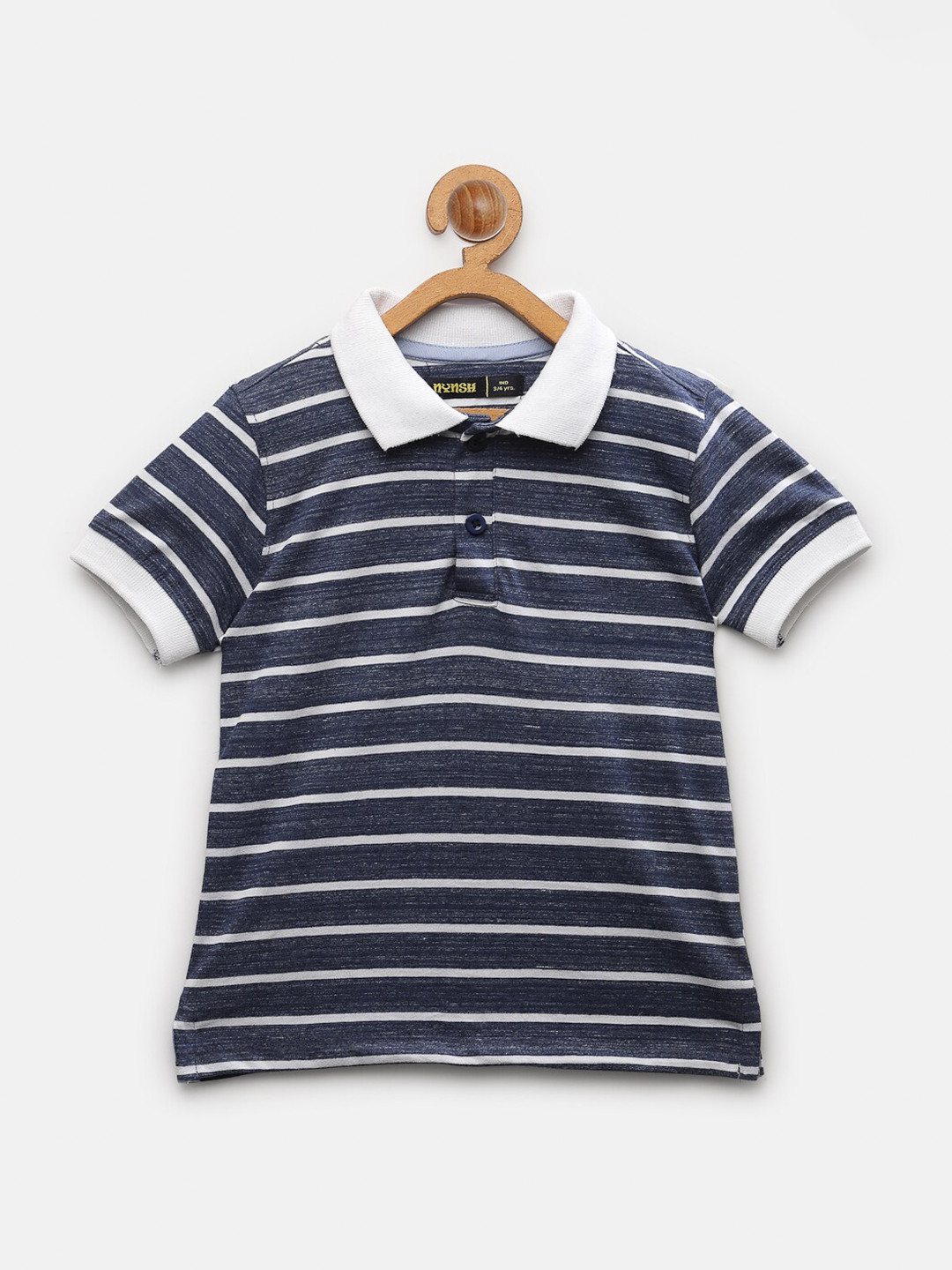 

NYNSH- PlusS Kids Boys Navy Blue Striped Polo Collar T-shirt