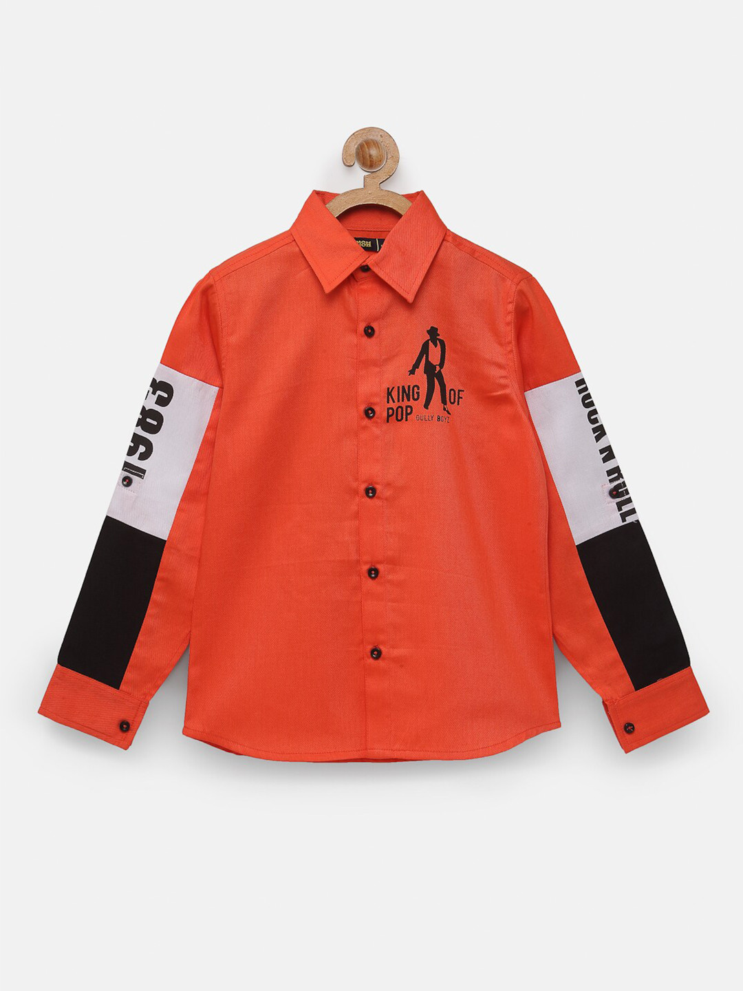 

NYNSH- PlusS Kids Boys Orange Printed Casual Shirt