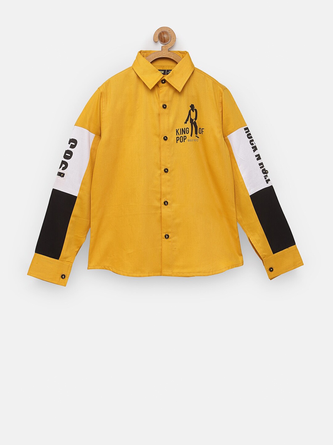 

NYNSH- PlusS Kids Boys Mustard Colourblocked Casual Shirt