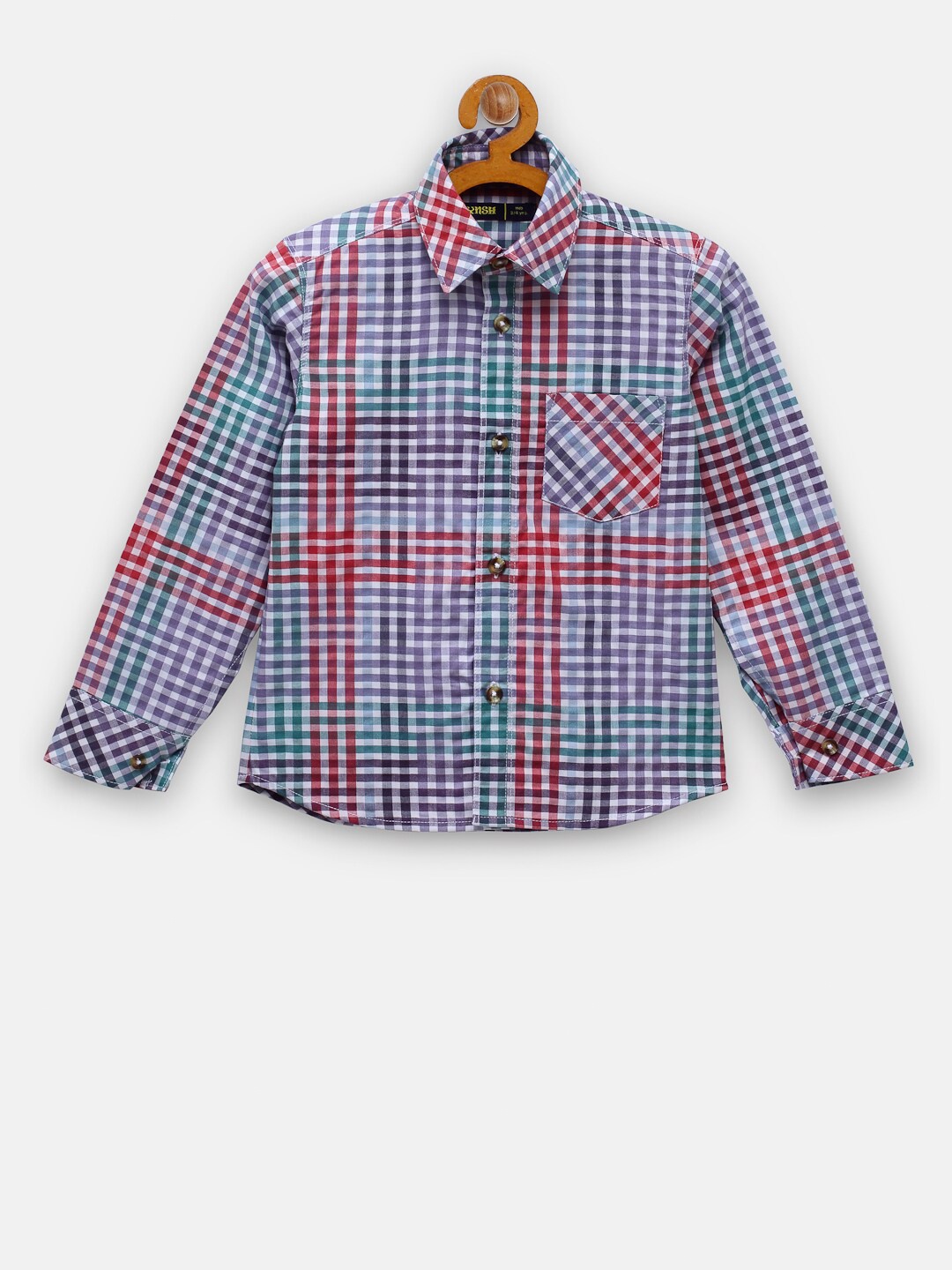 

NYNSH- PlusS Kids Boys Blue & Red Checked Cotton Casual Shirt