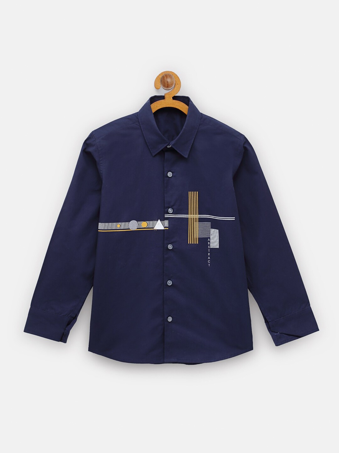 

NYNSH- PlusS Kids Boys Navy Blue Cotton Casual Shirt