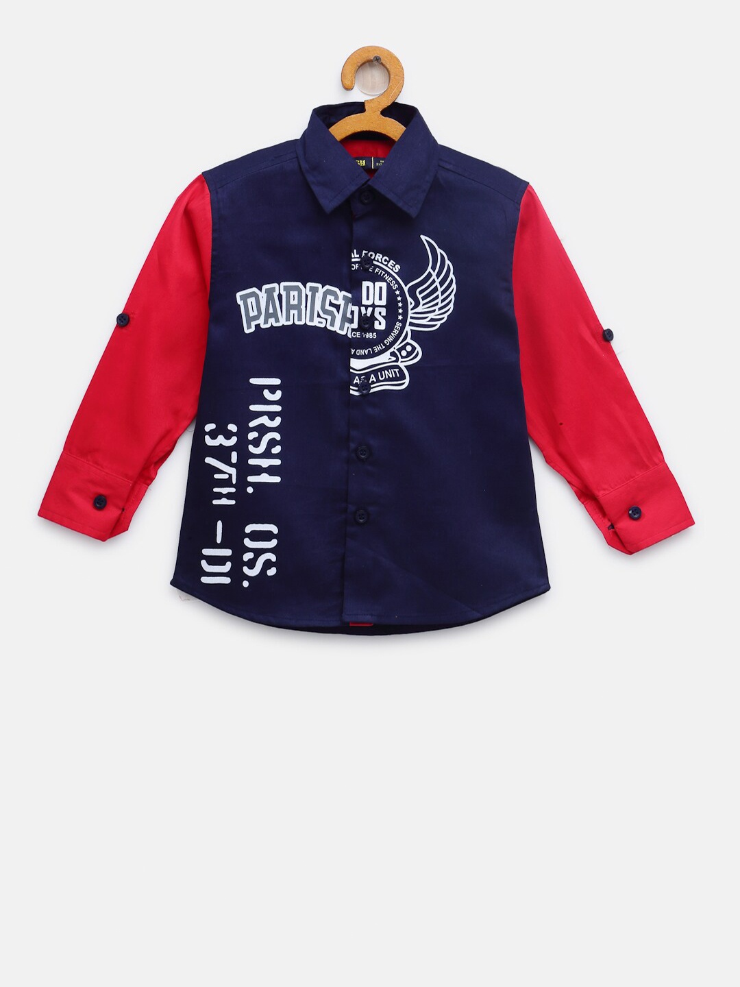 

NYNSH- PlusS Boys Navy Blue Colourblocked Cotton Casual Shirt