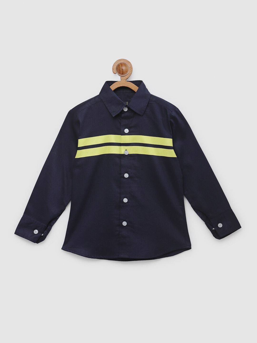 

NYNSH- PlusS Kids Boys Navy Blue & Yellow Casual Shirt