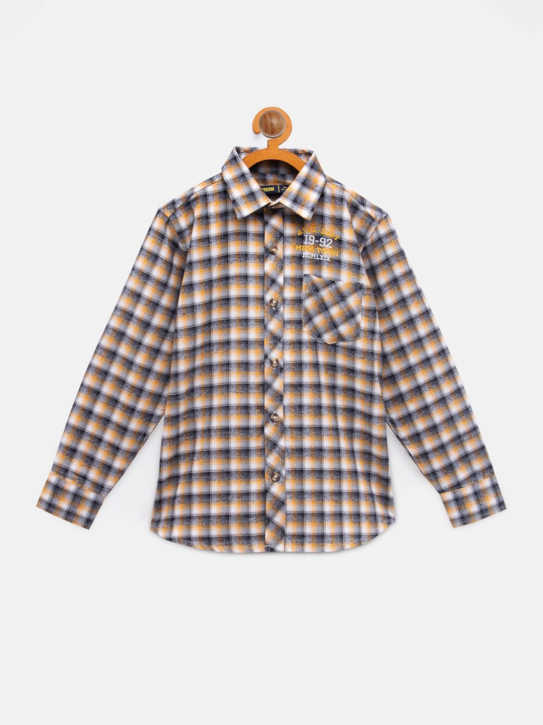 

NYNSH- PlusS Kids Boys Yellow Checked Casual Shirt