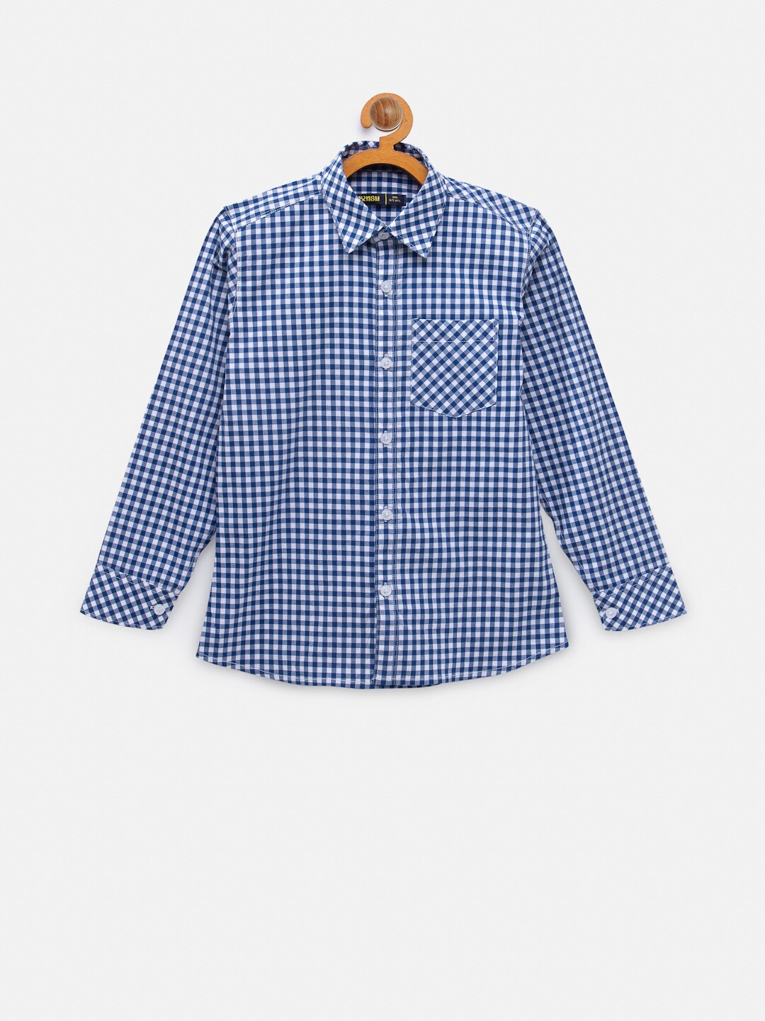 

NYNSH- PlusS Kids Boys Blue Gingham Checks Checked Cotton Casual Shirt
