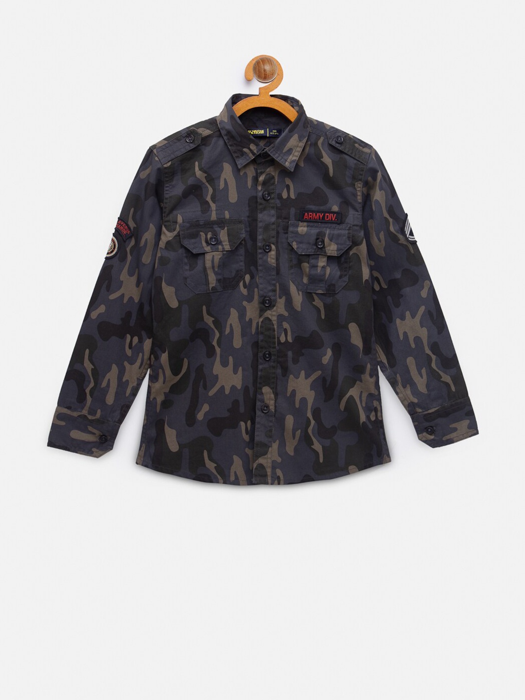

NYNSH- PlusS Kids Boys Green Printed Casual Shirt