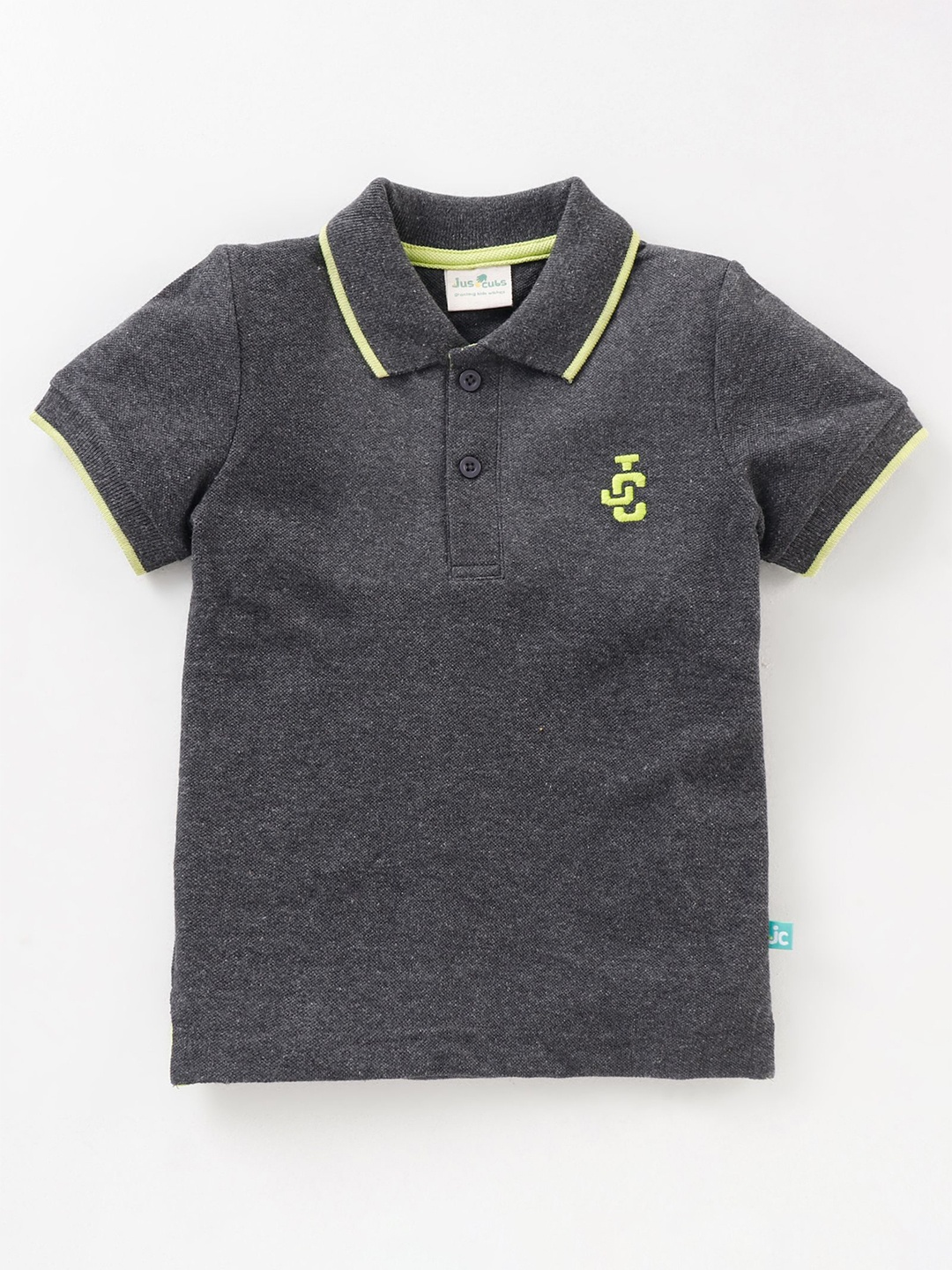 

JusCubs Boys Charcoal Polo Collar T-shirt