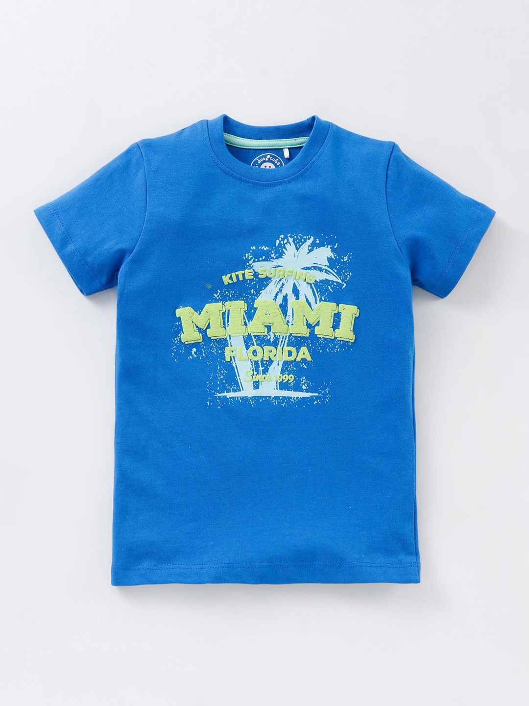 

JusCubs Boys Blue Typography Printed Applique Outdoor T-shirt