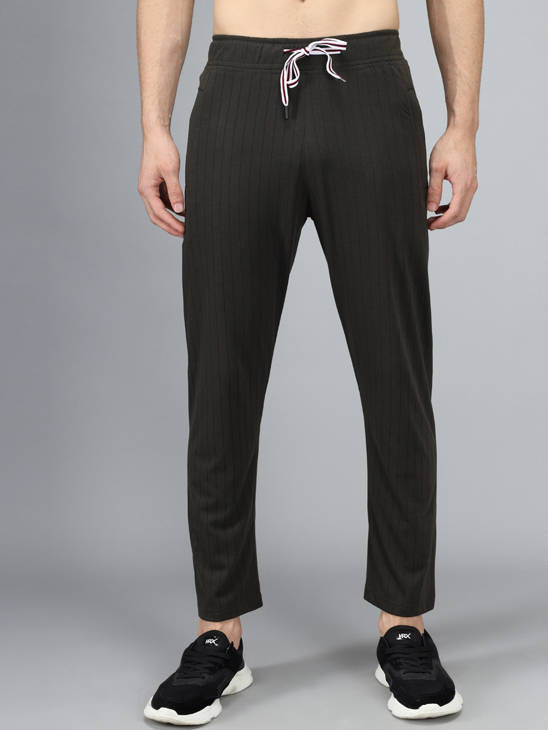 

Gallus Men Olive Green Striped Track Pant