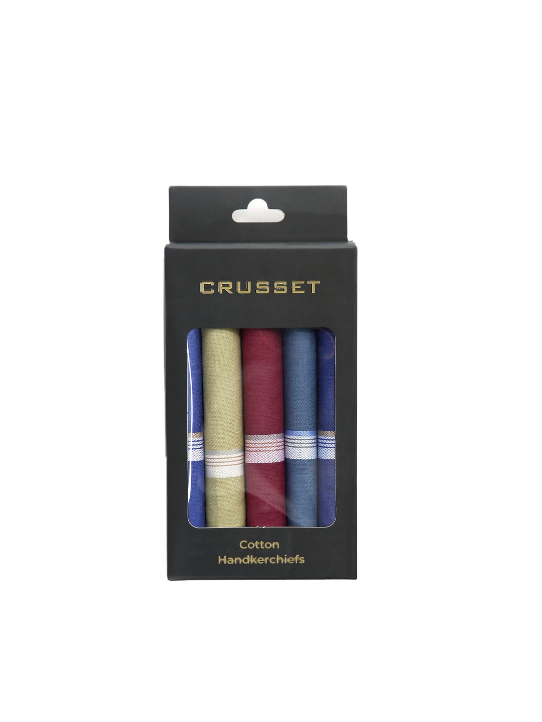 

CRUSSET Men Assorted Pack Of 5 Solid Pure Cotton Handkerchief