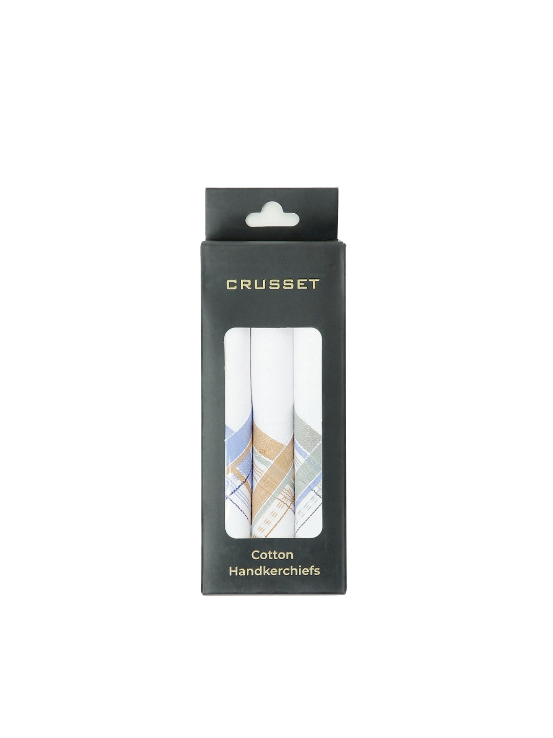 

CRUSSET Men Pack of 3 White Printed Pure Cotton Handkerchiefs