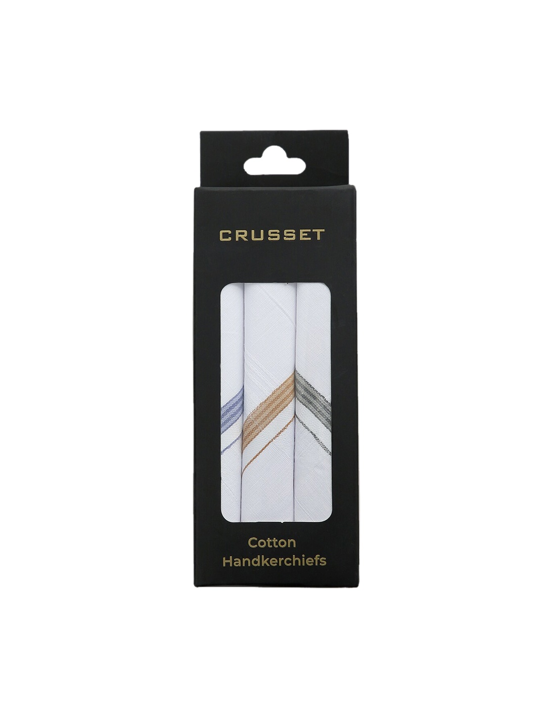 

CRUSSET Men White Pack Of 3 Solid Pure Cotton Handkerchief