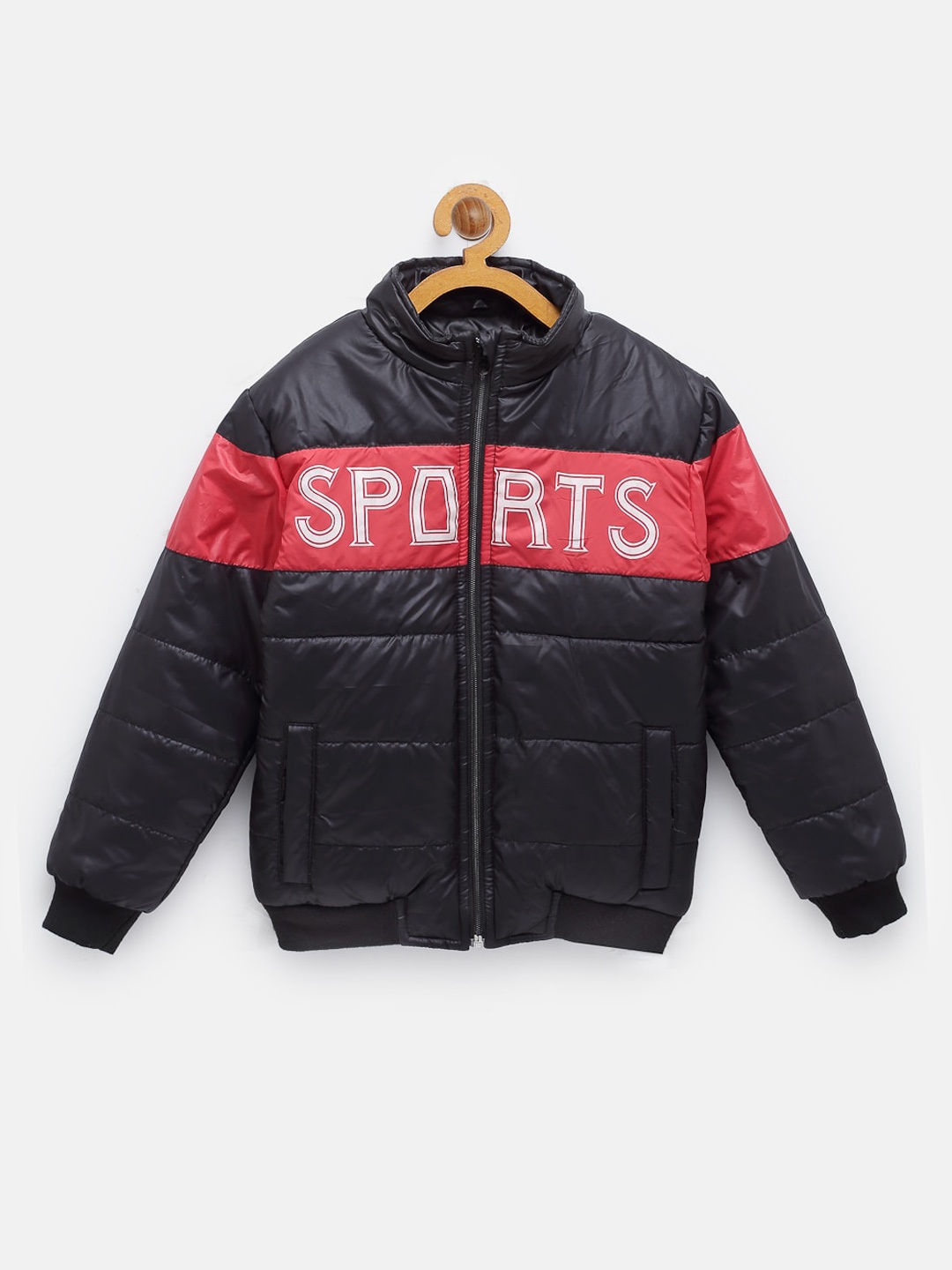 

NYNSH- PlusS Kids Boys Black & Red Striped Bomber Jacket