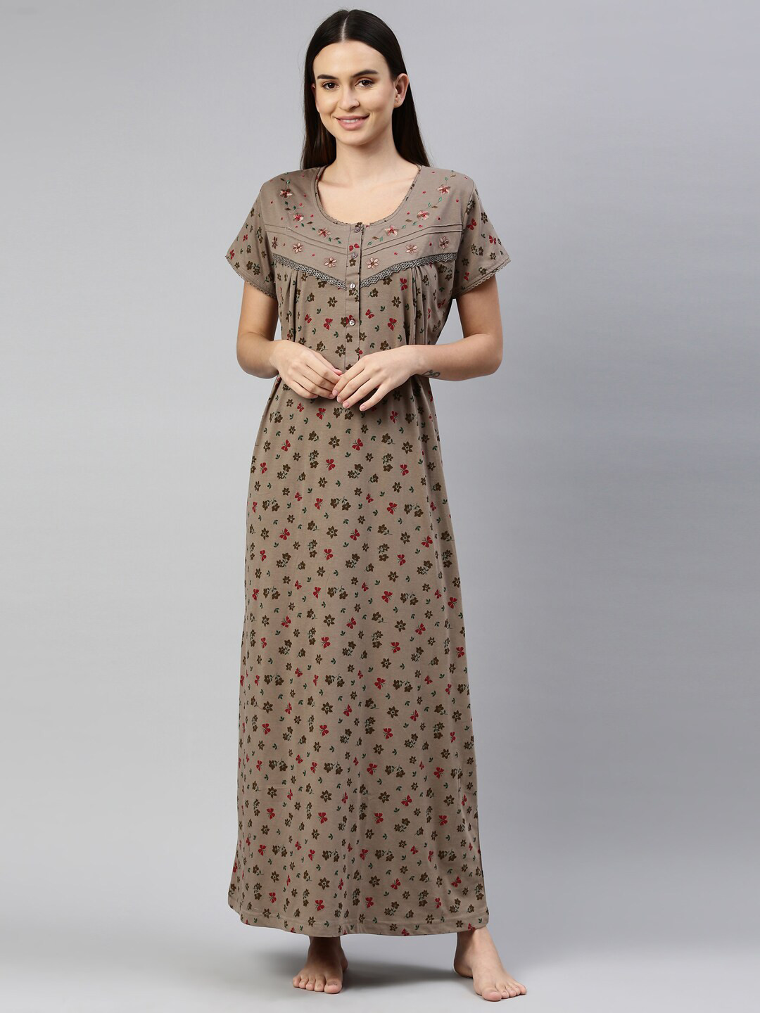 

GOLDSTROMS Grey Floral Printed Maxi Nightdress