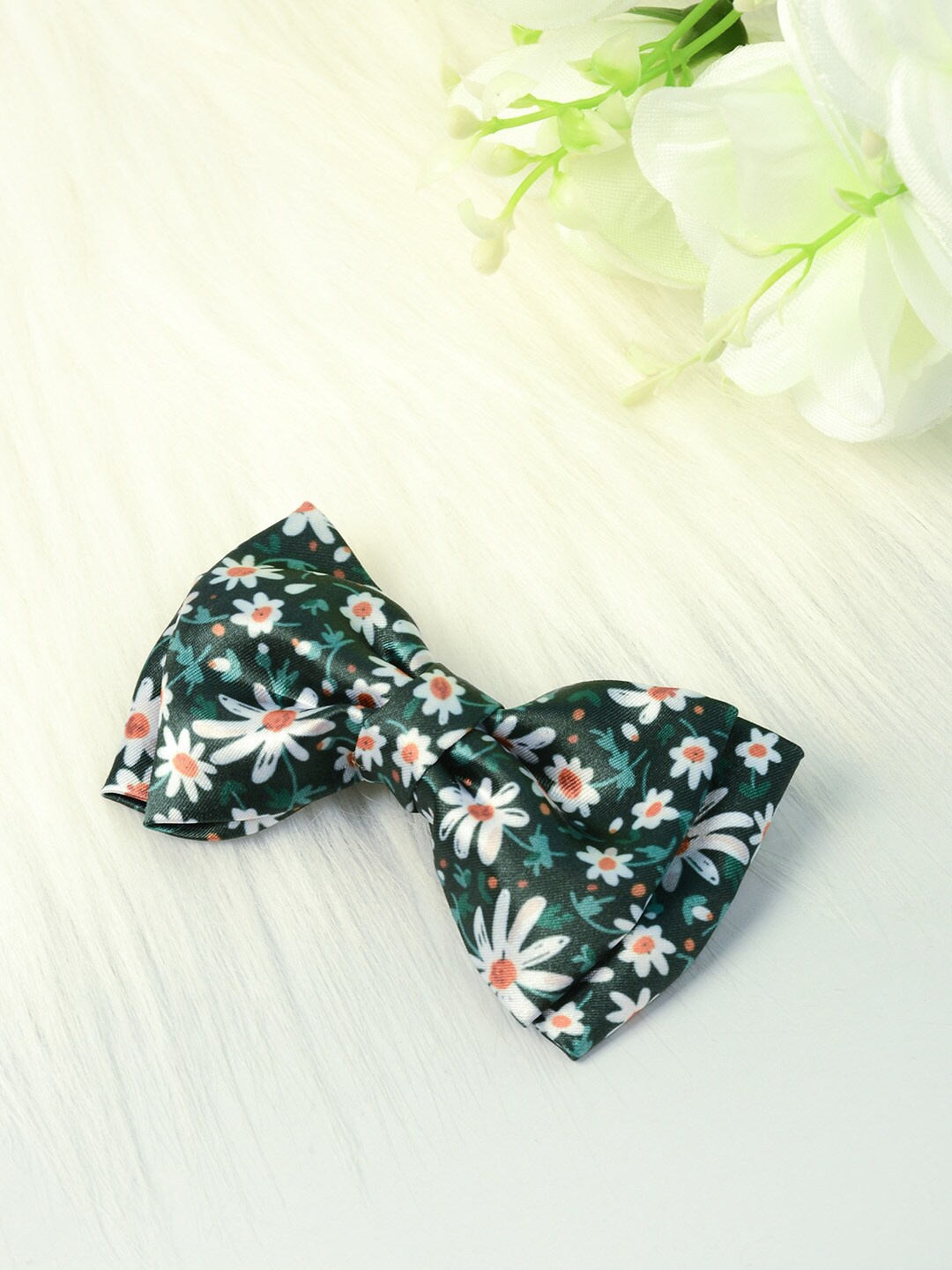 

Ferosh Women Green & White Floral Printed Bow Alligator Hair Clip