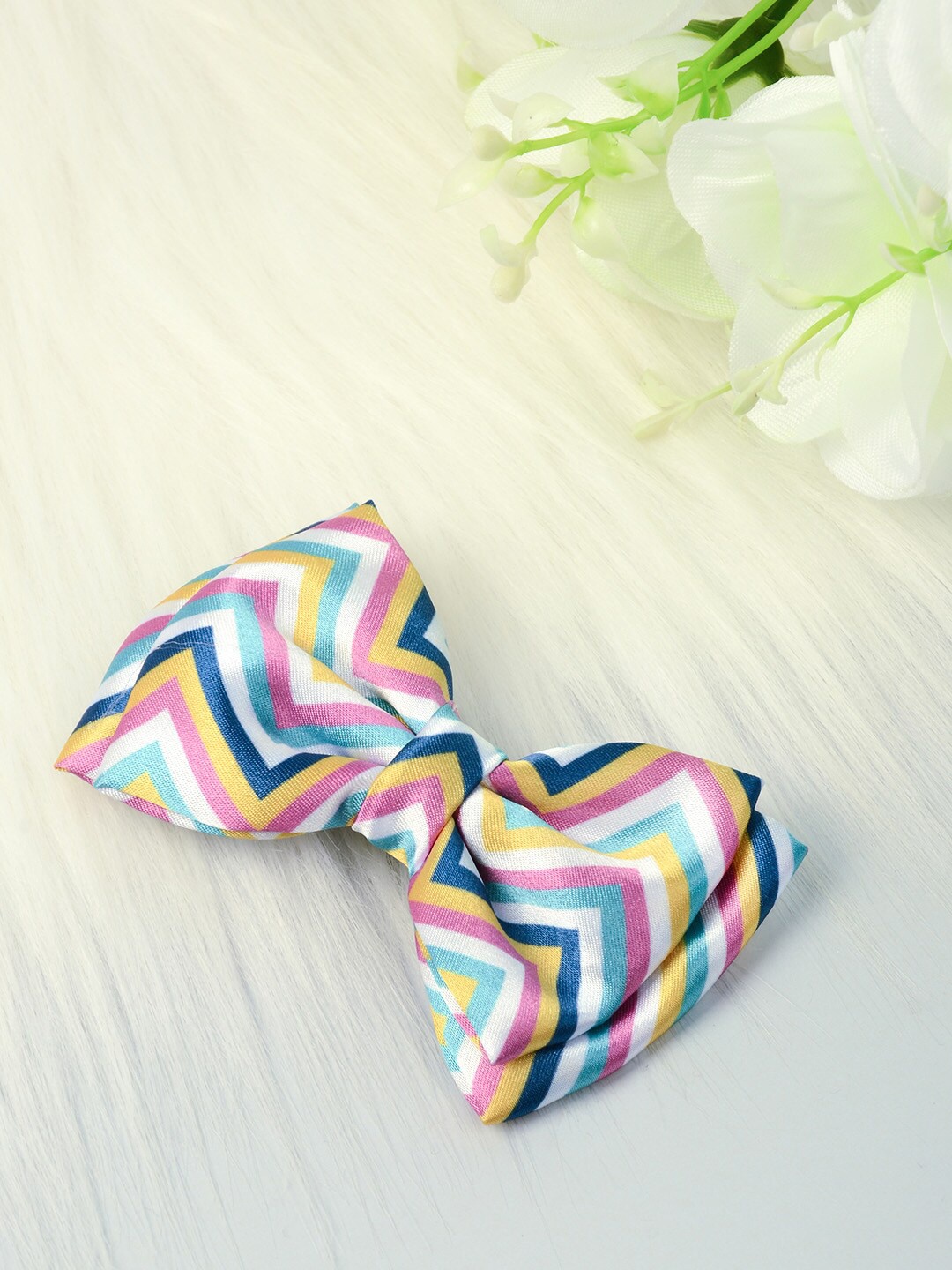 

Ferosh Women White & Blue Striped Bow Alligator Hair Clip