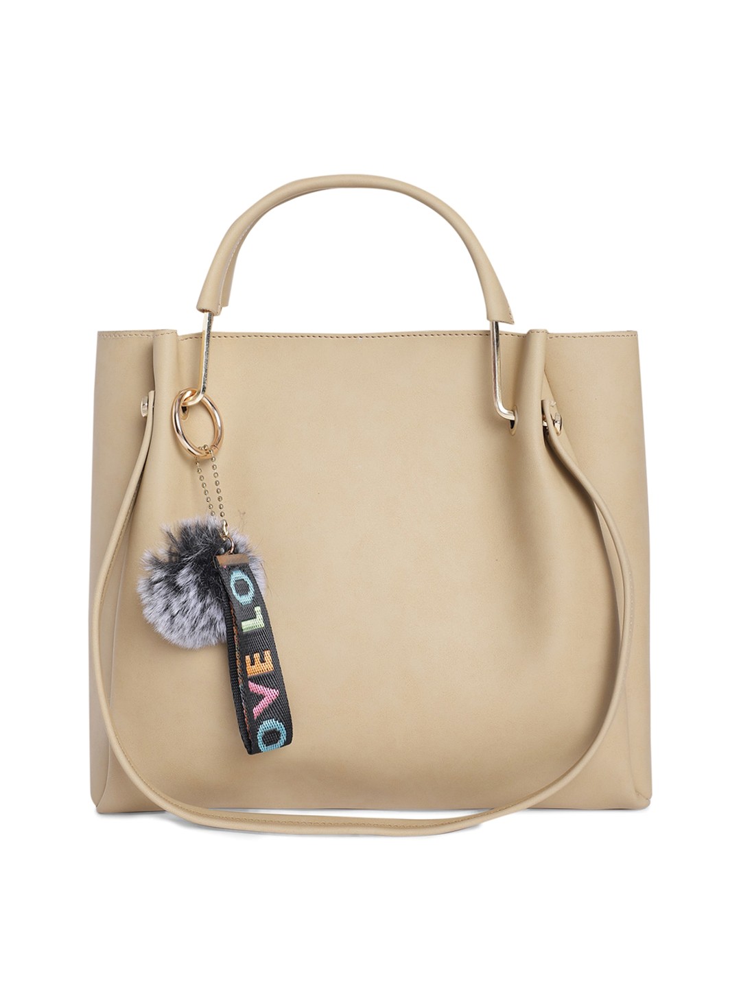 

Fostelo Beige PU Structured Handheld Bag with Tasselled