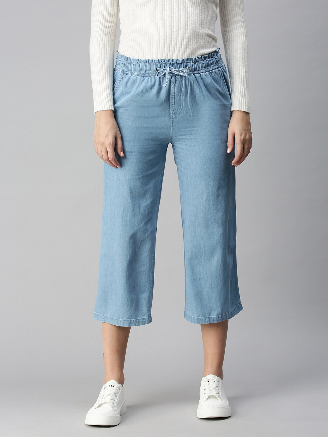 

De Moza Women Blue Cotton Culottes Trousers