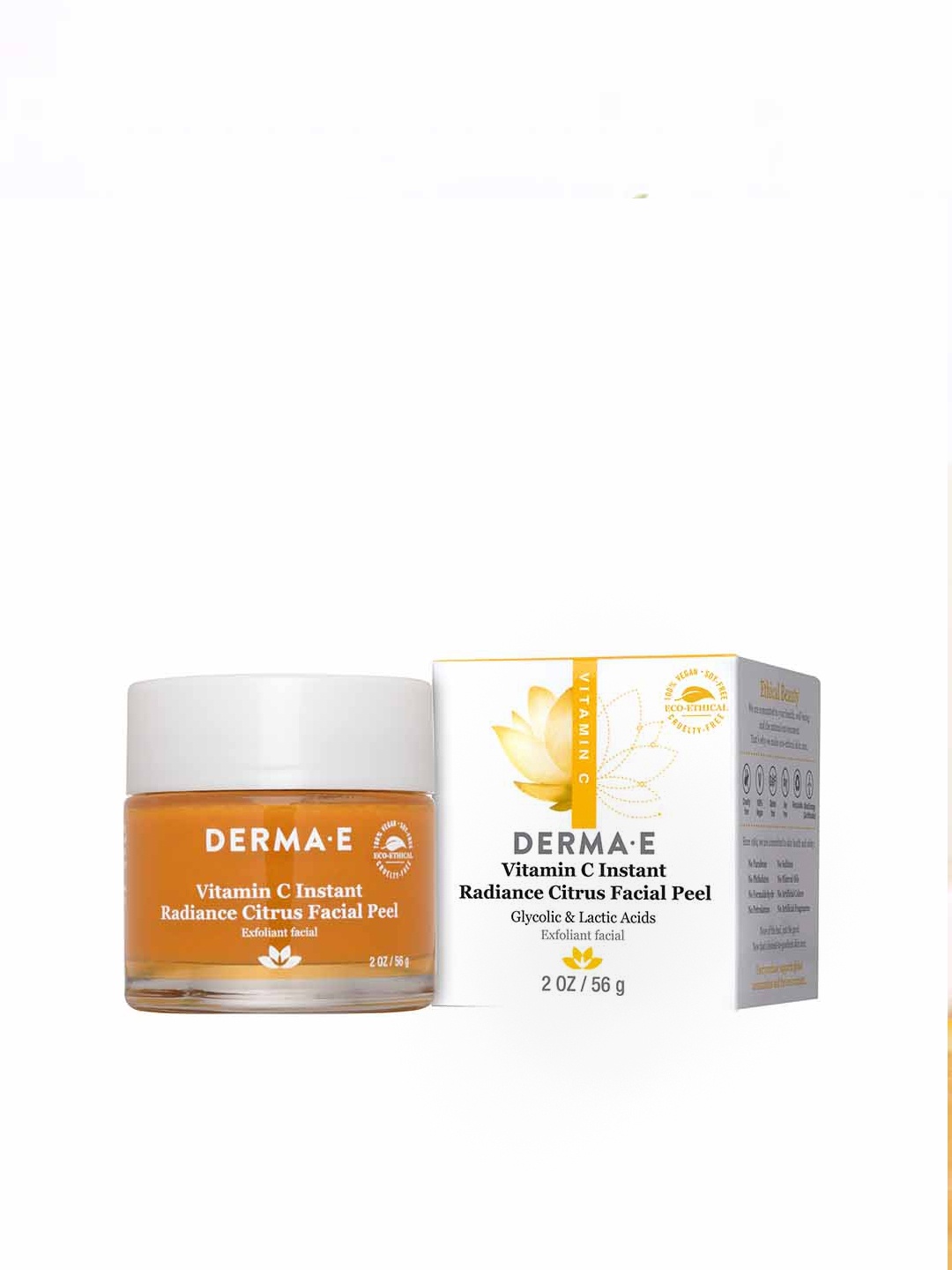 

DERMA E Vitamin C Instant Radiance Citrus Facial Peel with Glycolic & Lactic Acid - 56 g, Orange