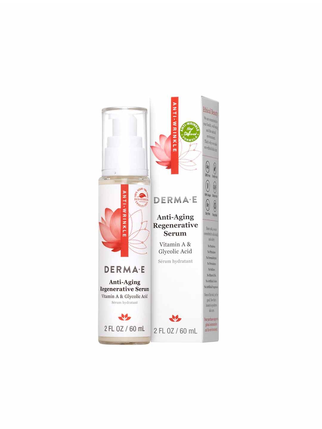 

DERMA E Anti-Aging Regenrative Serum with Vitamin A & Glycolic Acid - 60 ml, White