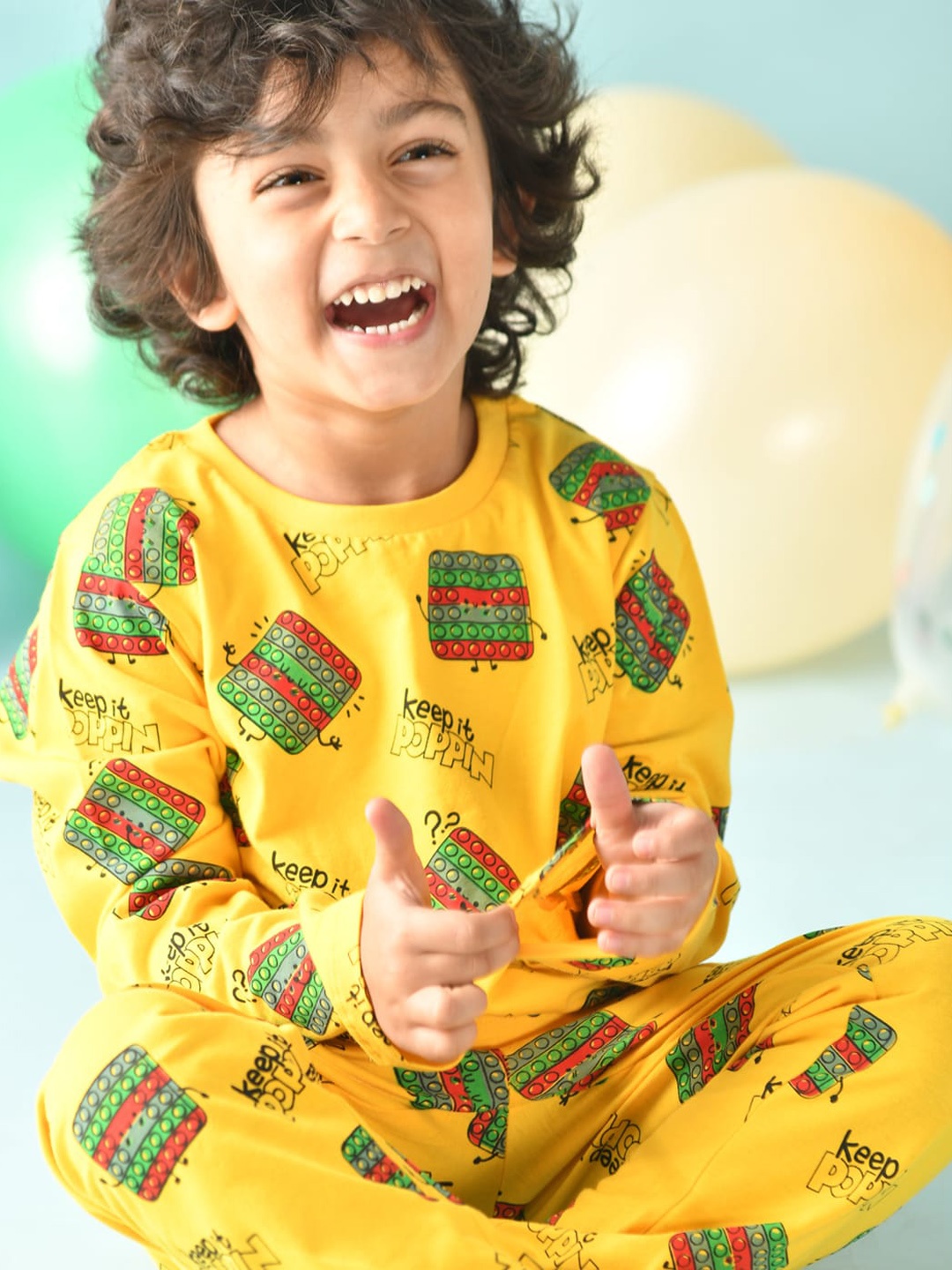 

Anthrilo Boys Yellow Printed Cotton Night suit