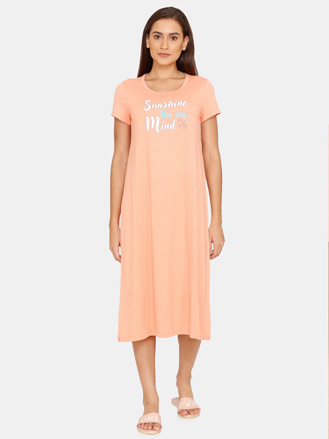 

Rosaline by Zivame Orange Printed Nightdress