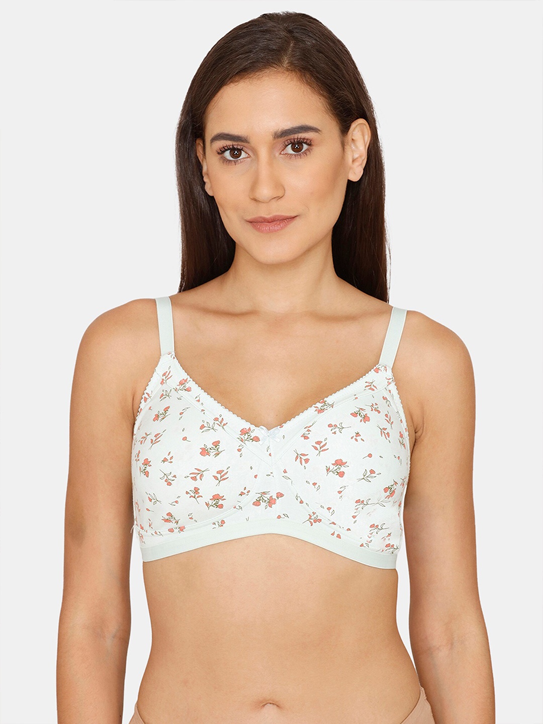 

Rosaline by Zivame White Floral Printed Non Wired & Non Padded Bra
