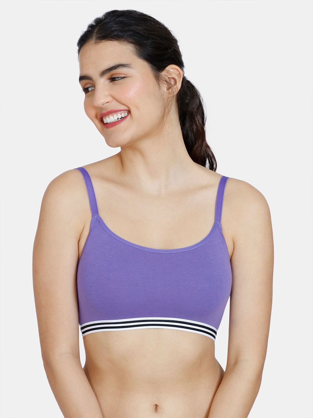 

Zivame Purple Bralette Bra - Double Layered Non Wired Full Coverage