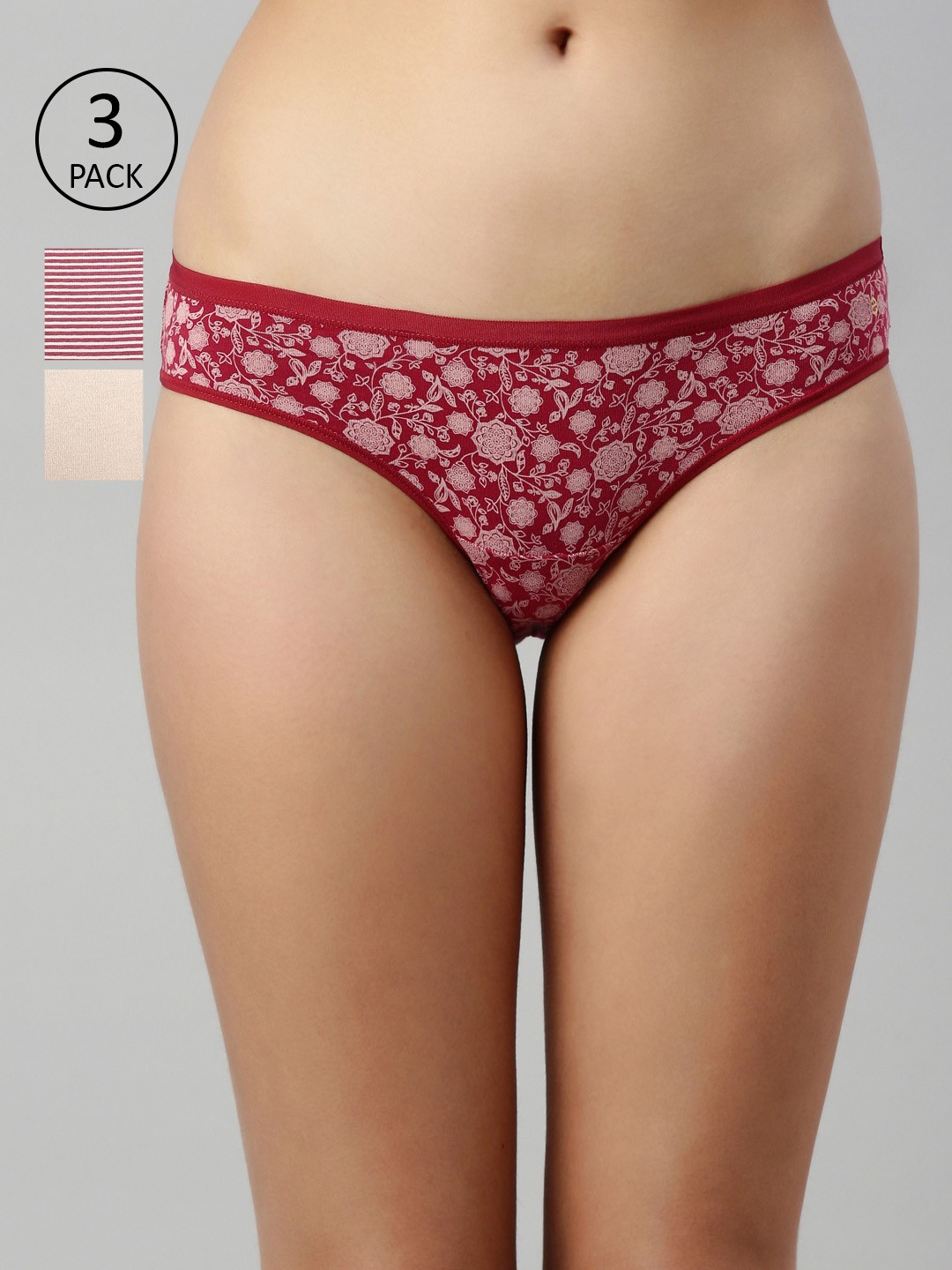 

Enamor Women Pack Of 3 Assorted Antimicrobial Bikini Briefs