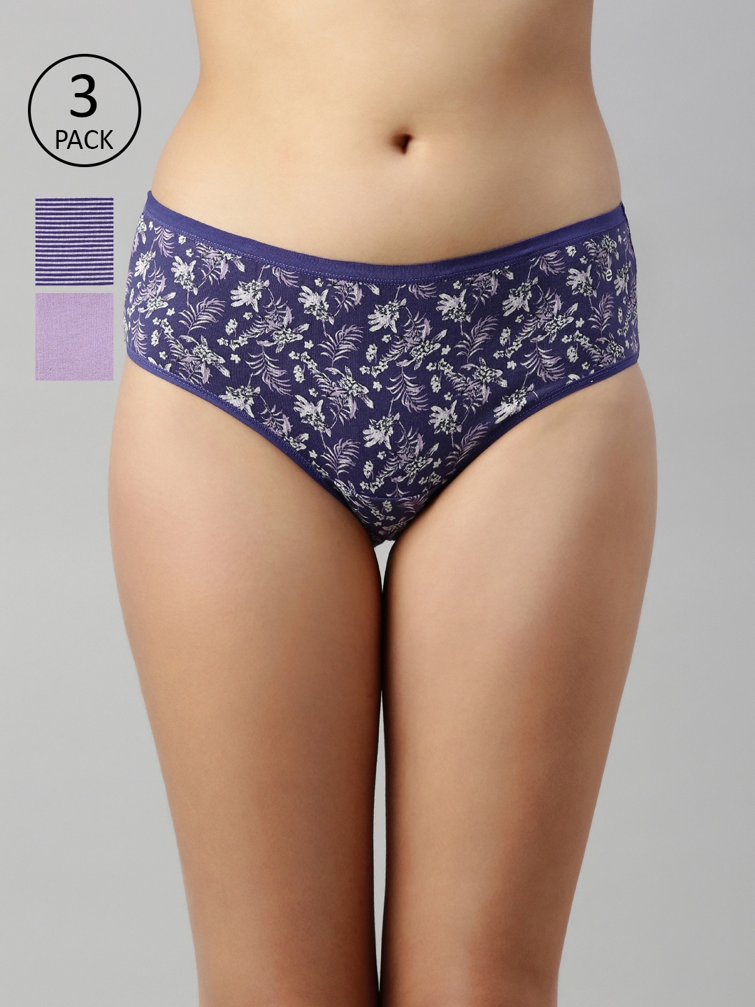 

Enamor Women Pack Of 3 Assorted Antimicrobial Bikini Briefs