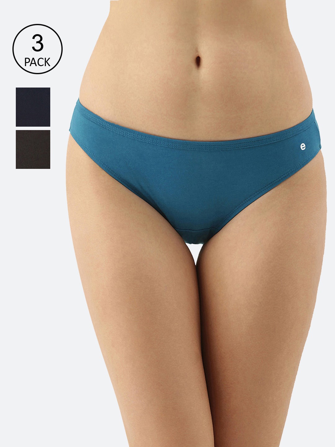 Enamor Women Pack Of 3 Assorted Pure Cotton Bikini Briefs