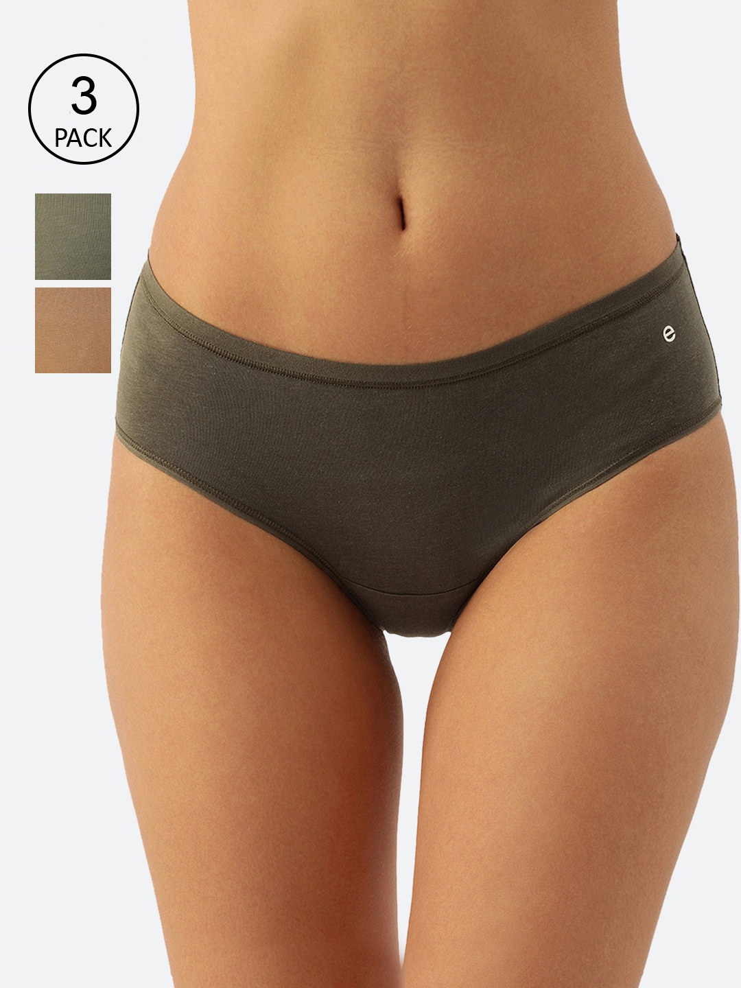 

Enamor Women Pack of 3 Assorted Solid Hipster Briefs CH01