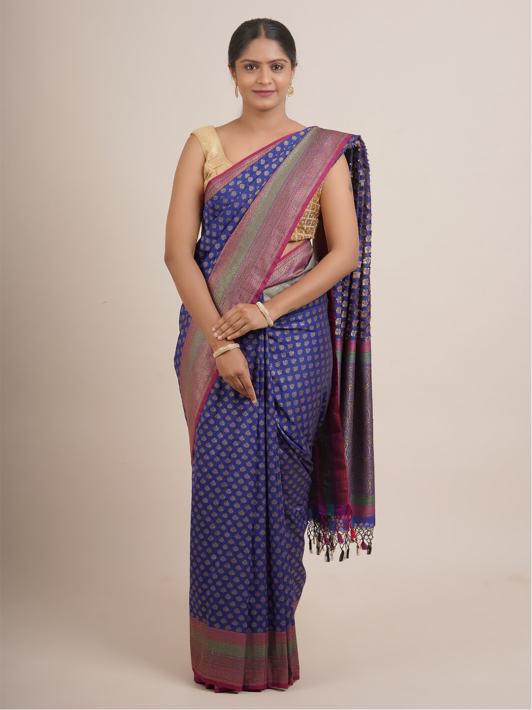 

Pothys Blue & Purple Woven Design Zari Pure Silk Saree