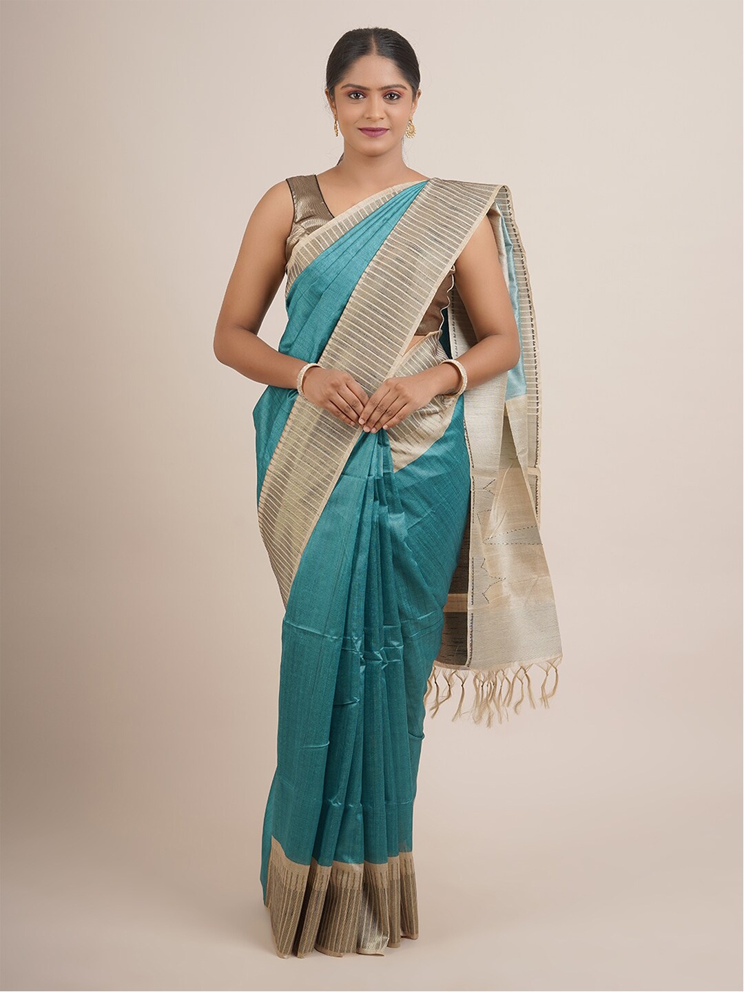 

Pothys Blue & Beige Art Silk Saree