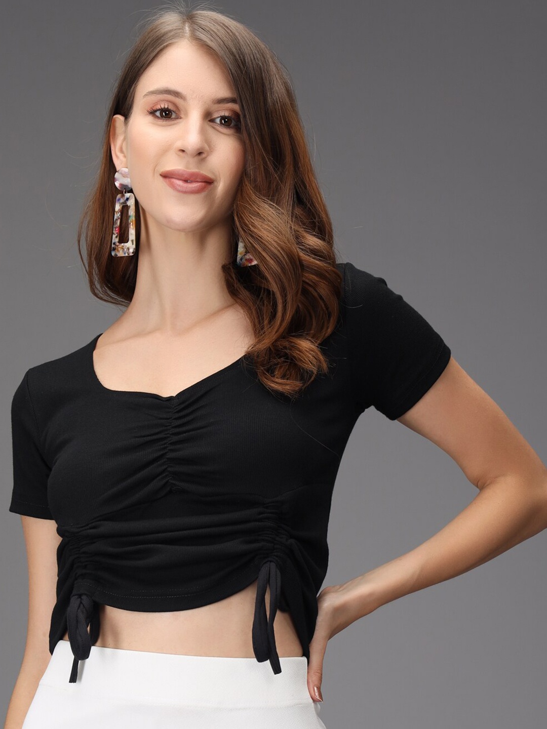 

Darzi Black Wrap Crop Top