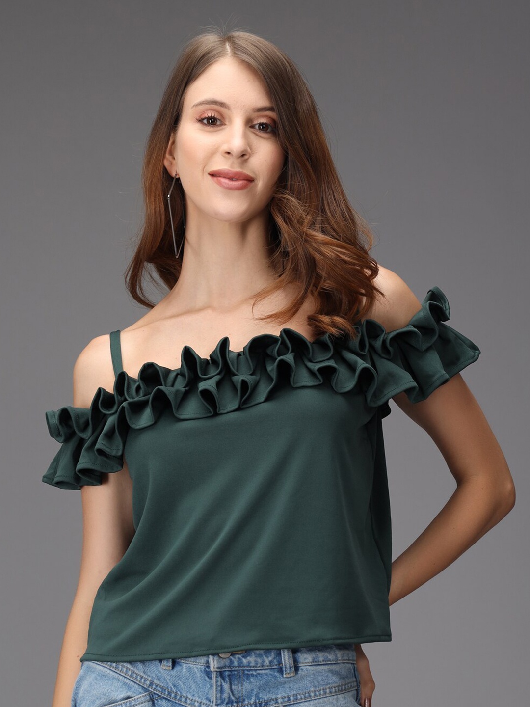 

Darzi Green Bardot Top