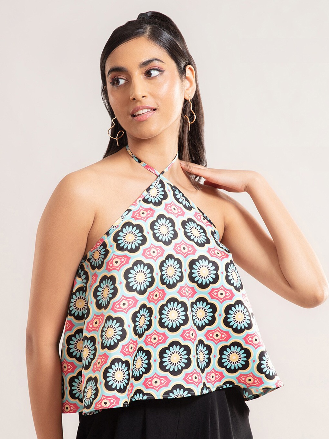 

20Dresses Pink Print Halter Neck Top
