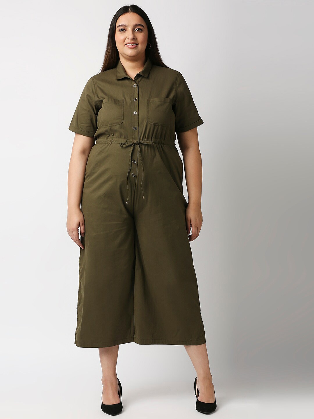

20Dresses Plus Size Women Green Culotte Jumpsuit