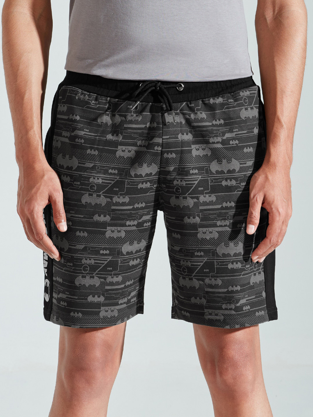 

The Souled Store Men Grey Printed High-Rise Cotton Sports Shorts