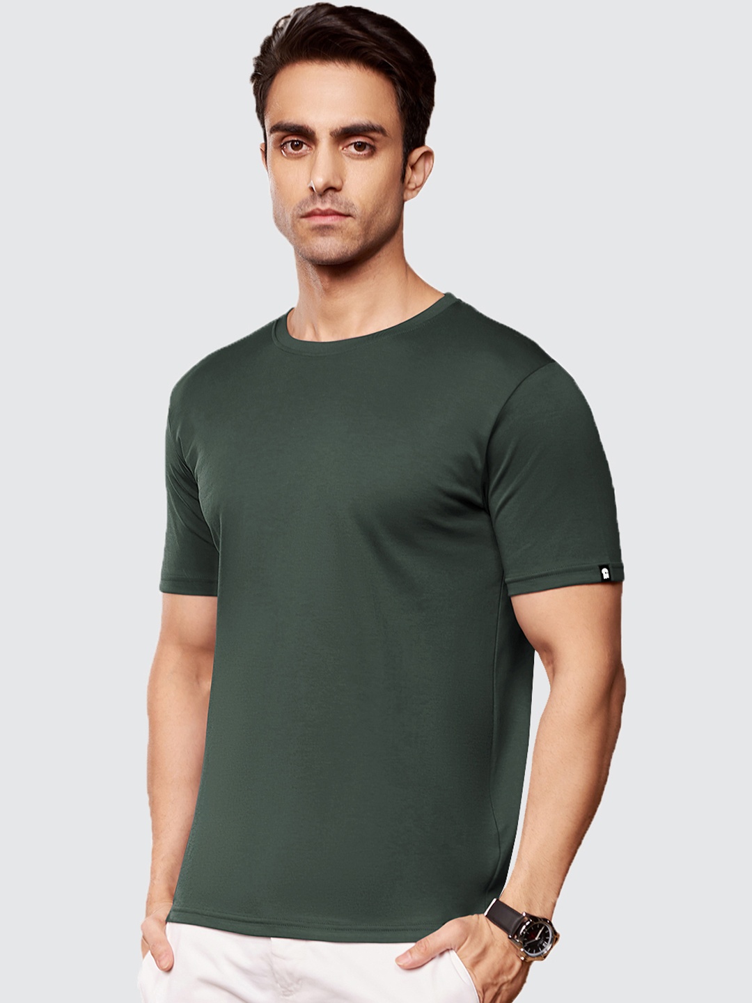 

The Souled Store Men Olive Green Pure Cotton T-shirt