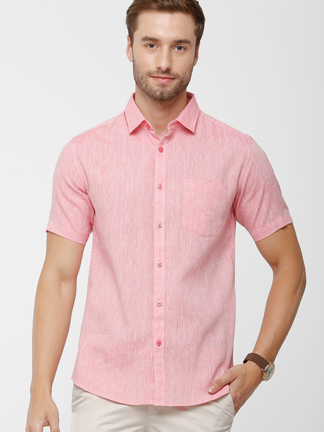 

Classic Polo Men Pink Slim Fit Cotton Casual Shirt