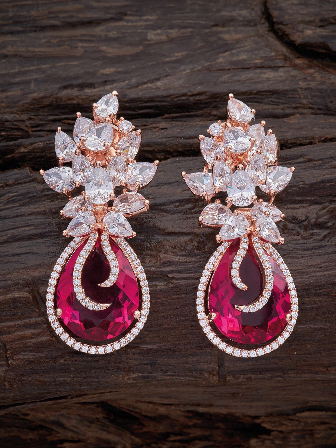 

Kushal's Fashion Jewellery Rose Gold-Plated Pink Contemporary Drop Earrings