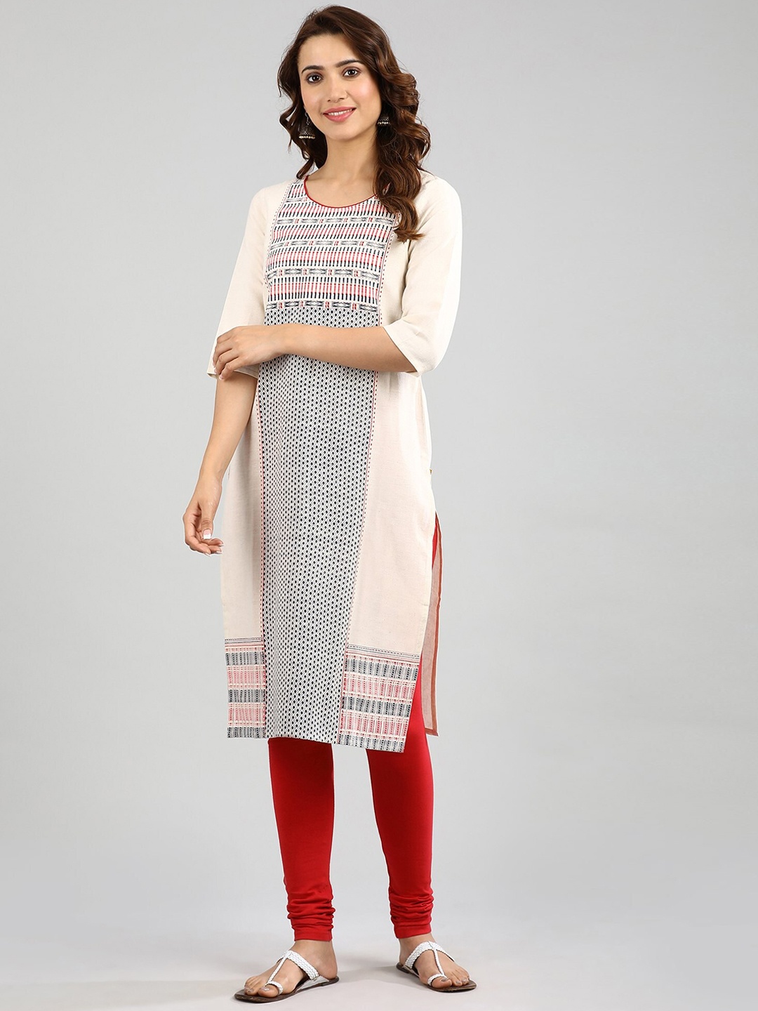 

AURELIA Straight Cotton Kurta, Off white
