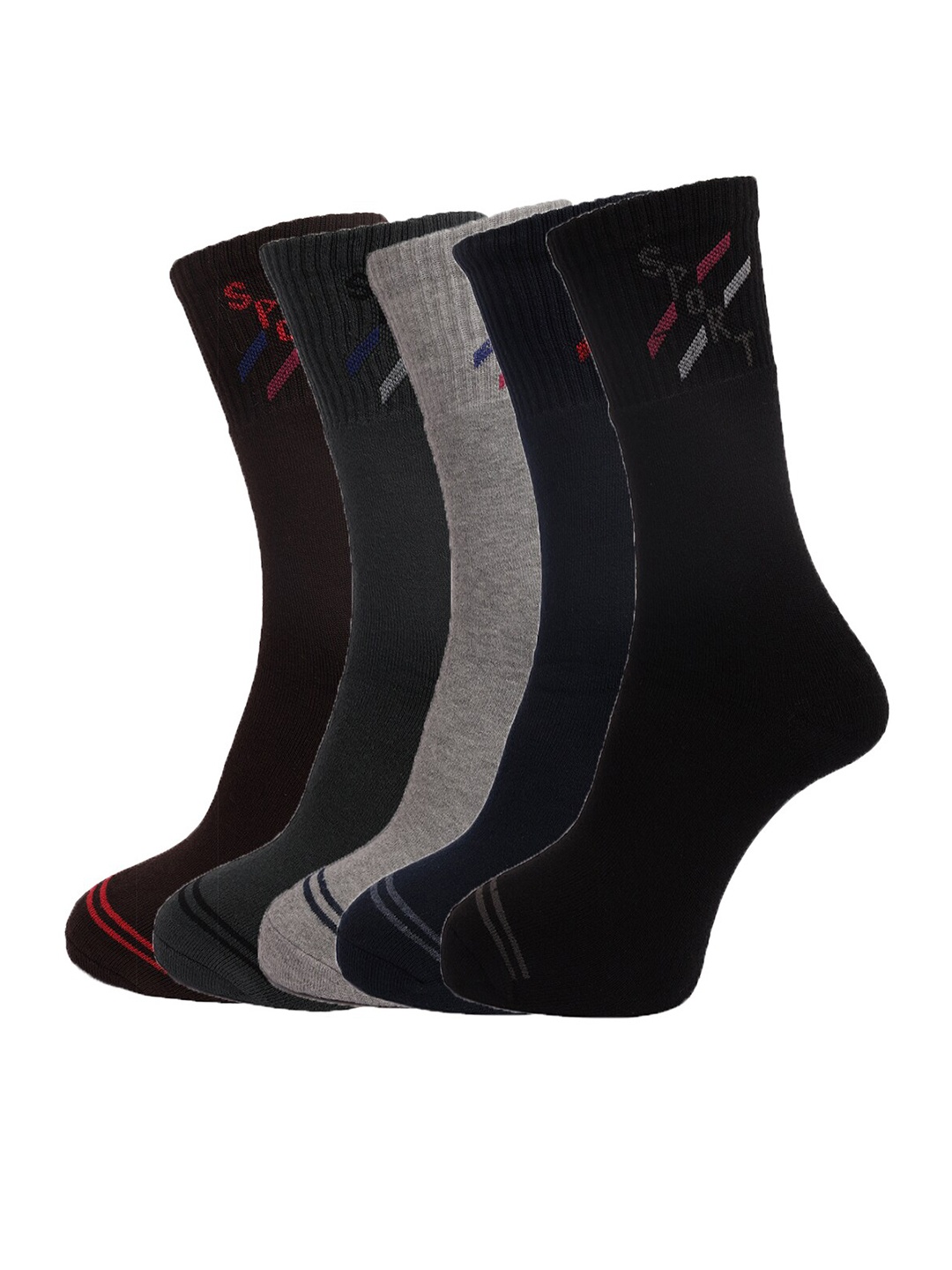 

Dollar Socks Men Pack Of 5 Assorted Cotton Above Ankle-Length Socks