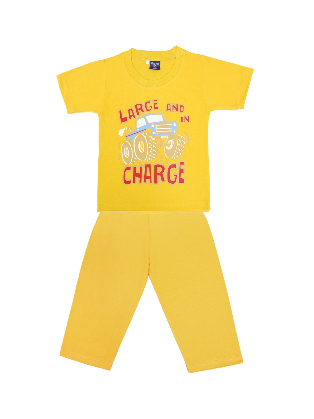 

SWEET ANGEL Boys Yellow Printed Night suit