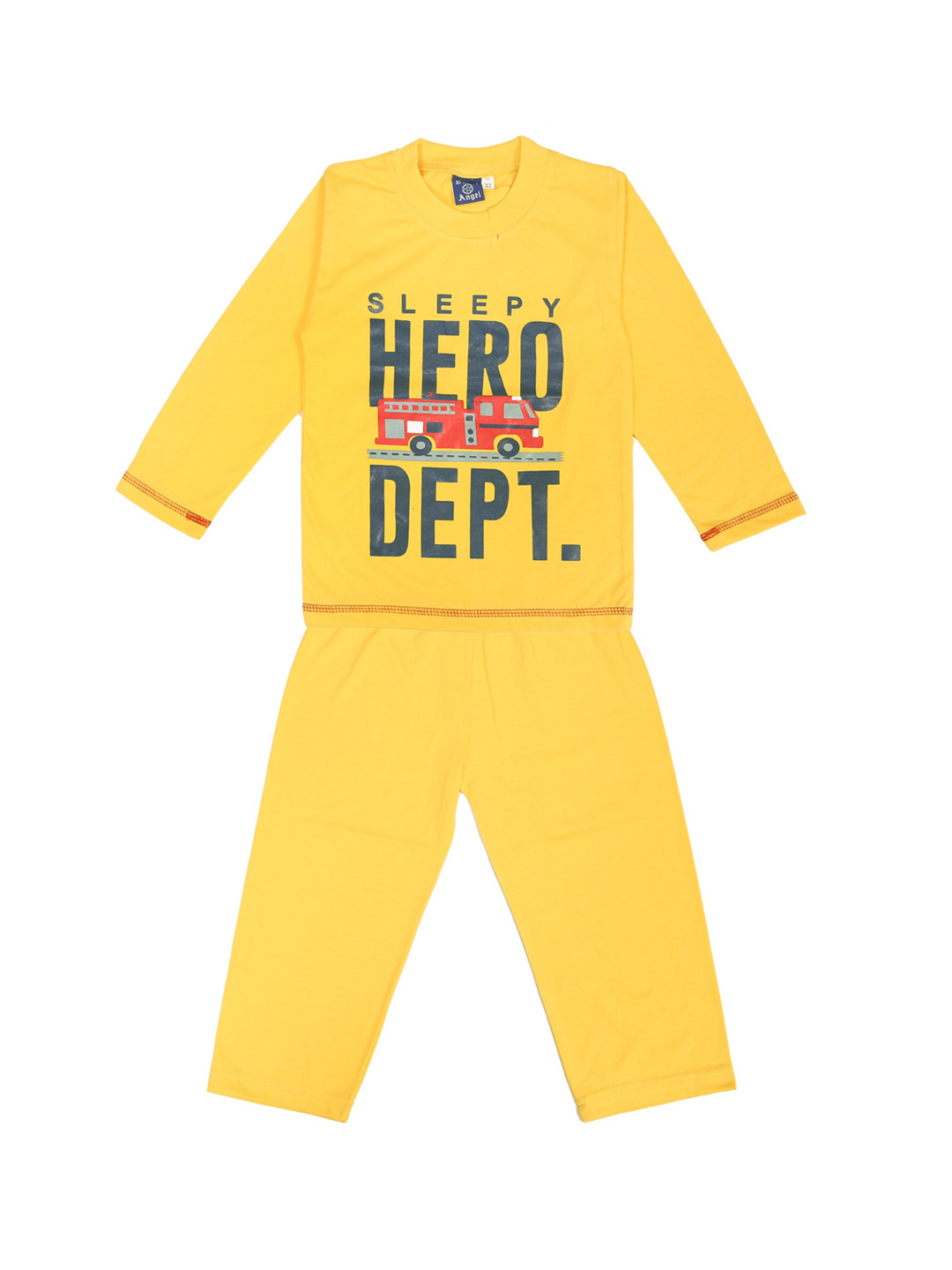 

SWEET ANGEL Boys Yellow Printed Night suit